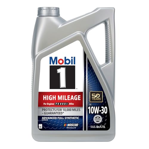 Image of Mobil 1 High Mileage Full Synthetic Motor Oil 10W-30, 5 Quart