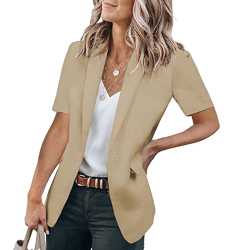 Women's Casual Blazer Lightweight Dressy Suit Jackets Short Sleeve Open Front Blazers Elegant Work Office Jacket2