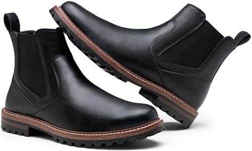 Image of Jousen Chelsea Boots Casual Slip On Ankle Waterproof Mens Boots(AMY8406 black 10.5)