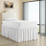 Cottington Lane Extended Ruffled College Dorm Bed Skirt Twin XL 36 Inch Drop, Premium Quality 1800 Brushed Microfiber Extra Long Dust Ruffle, White
