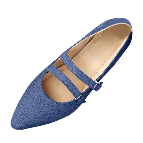 Womens Shoes,Womens Walking Shoes,Women's Retro Leopard Ballet Buckle Strap Mary Jane Ballerina Shoes Round Toe Ballet Flat Shoes (Blue, 6)