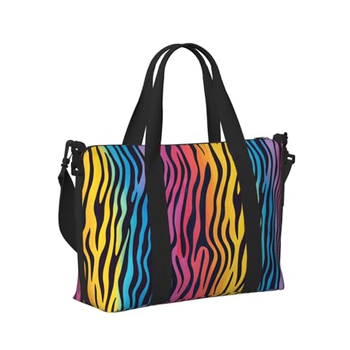 Laptop Tote Bag for Women Work - Colorful Zebra Stripes Print Weekender Overnight Bags for Women Travel, Gym Duffle Bag for Men, Personal Item Crossbody Travel Bags for Men Carry On - Main Image