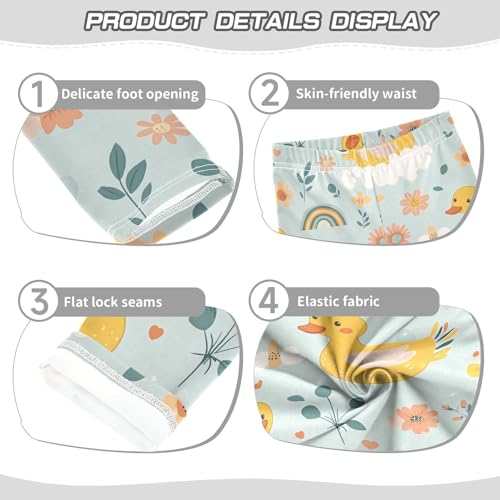 Yellow Duck Cartoon Flower Girls Casual Leggings for Kids Printed Long Pant Bottoms Stretch and Soft3