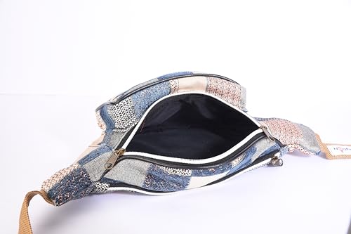 Image of K London Stylish Canvas Multi Colored Ethnic Design Waist Pack Waist Pouch Travel Pouch Passport Holder Waist Bag with Adjustable Strap(11702 Multi)