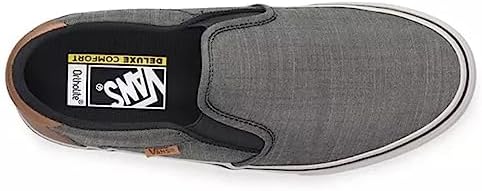 Vans Unisex Asher DX Deluxe Textile - Slip On Low Cut Design Shoes - Black/Grey 13 | Image 4