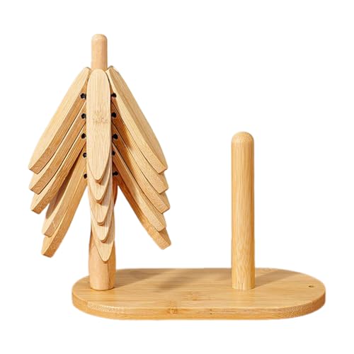 Árbol de Salvamanteles de madera, alfombra antideslizante resistente al calor | Utensilios de cocina rústicos, encimera de cocina, equipo de soporte térmico con cuenco caliente, juego de tetera