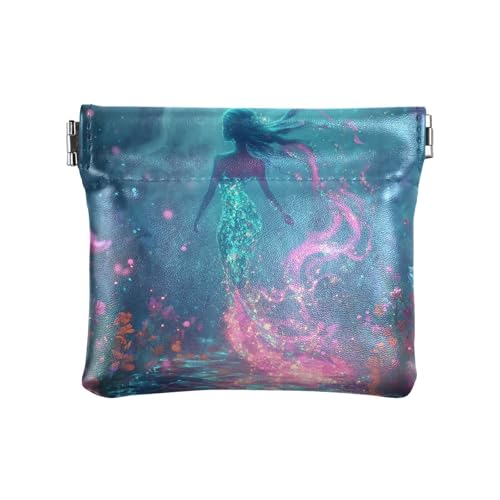 Mermaid Mystical Glow Women Leather Cash Wallet Portable Personal Items Organizer for Woman Girl