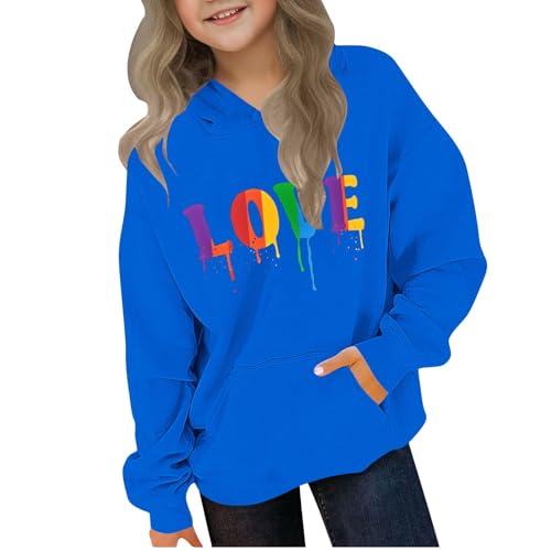 Cute Hoodies for Kids Girls Boys Funny Love Letter Print Sweatshirts Long Sleeve Casual Loose Pullover with Pocket