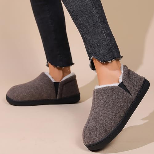 ZSpzx Women's Fuzzy Cotton Slippers Closed Back Knit Bedroom Memory Foam Slip On Warm House Slides Indoor Outdoor Comfortable Cushion Walking Slip Resistant Winter Shoes2