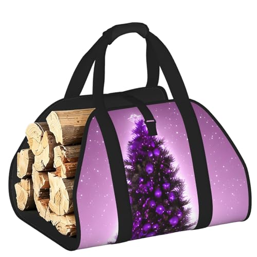 Sac en toile pour bois de chauffage très résistant avec motif violet haut de gamme