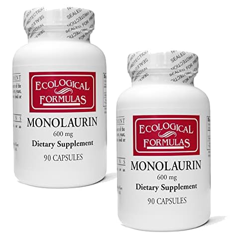 Ecological Formulas 600 mg Monolaurin - Two Individually Sealed Bottles 180 Count Cover