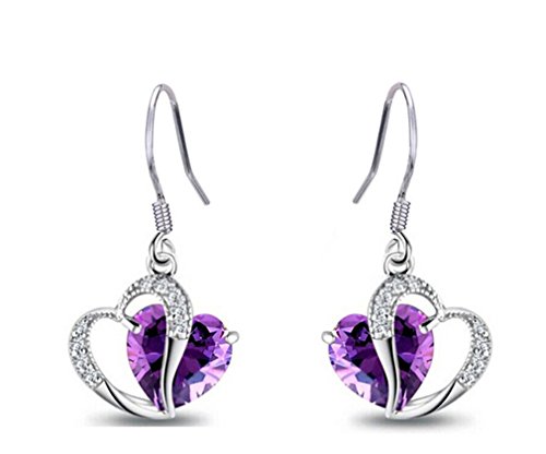 Preisvergleich Produktbild Wiftly Damen Schmuck Ohrringe Ohrhänger Herz Kristall Ohrschmuck (lila)