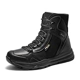 NORTIV 8 Men's Lightweight Military Tactical Work Boots Outdoor Hiking Motorcycle Combat Boots,Size 12,Black-Leather,SNMT221M