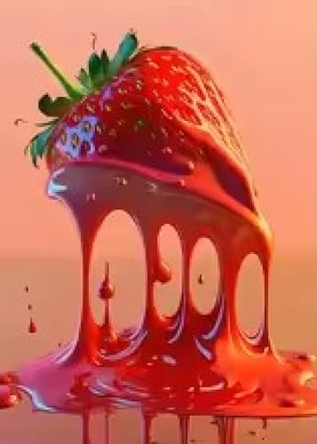 Toile abstraite de jus de fraises rouges XINBAO sans cadre - 3