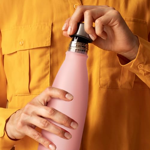 Image of Mont-Clair Stainless Steel Water Bottle, Vacuum insulated - BPA Free, 12h Hot & 24h Cold Drinks, Metal Water Bottle 34 oz Leakproof, Ideal for Adult, Kids, Running - Mellow Rose