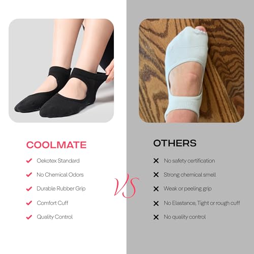 Image of CoolMate Pilates Socks with Grips for Women, Non Slip Yoga Socks