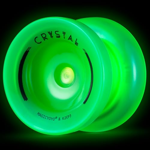 MAGICYOYO K2 Green Yoyo Glow in The Dark, Responsive Yoyo for Kids and Unresponsive Yo yo for Adults, Plastic Yoyo with Finger Spin Trick Yoyo Professional + 12 Yoyo Strings + Extensive accessory kit