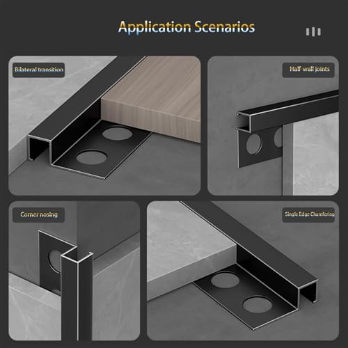 Perfil de esquina de aluminio para azulejos – Perfil de ángulo decorativo de 90 cm para bordes de suelo y pared, perfil protector, acabado mate
