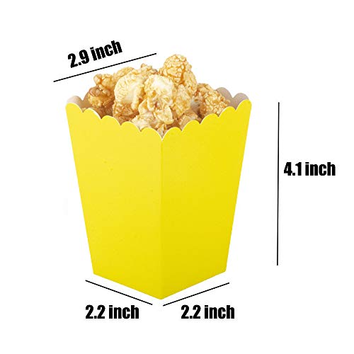 Image of Yellow Popcorn Boxes Mini Paper Popcorn Box Cardboard Popcorn Container for Party, Pack of 12