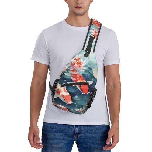 Bolso tipo sling con patrón de carpa para mujer y hombre miniatura 6