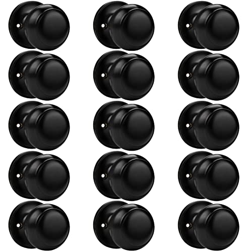 Probrico Black One-Side Dummy Door Knobs, Non-Turning Door Handles, Inactive Round Door Knobs for Closet French Door, 15 Pack