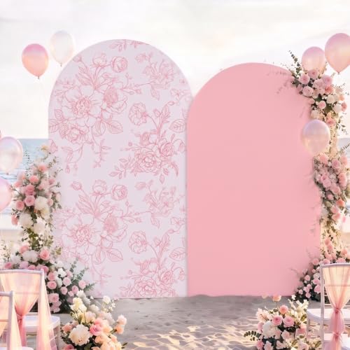 SOTTORICH 2 Set Arch Cover Pink Wedding Party Backdrop 7.2ft 6.6ft