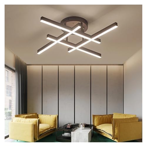 Lustre plafonnier LED marron à 4 têtes pour salon et chambre moderne