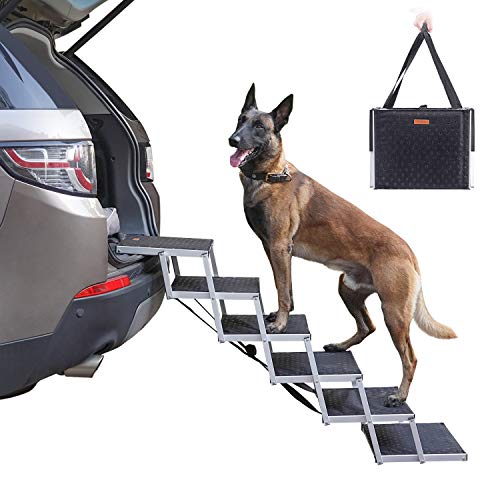 Niubya Dog Steps for Large Dog, Lightweight Aluminum Foldable Pet Ladder Ramp