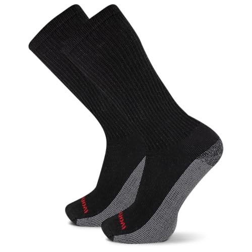 Chaussettes coton Wolverine bout en acier homme noir 5-12 pour journées de chantier intenses