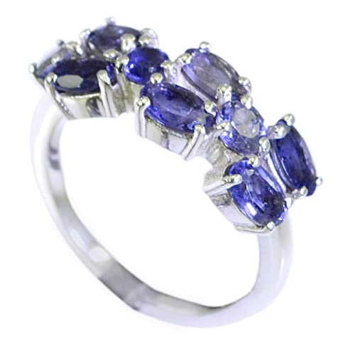 Bague d'anniversaire en argent 925 et pierre ovale pour fille et garçon