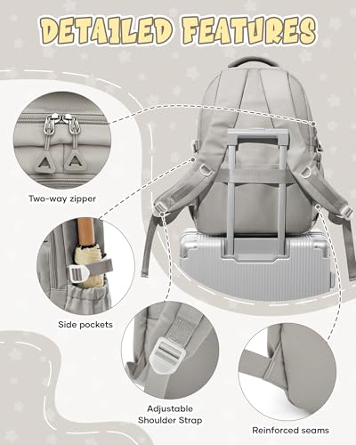 Simple Backpack for School Waterproof Backpack for Women Men Cute Casual Daypacks Lightweight Backpacks High School Bookbag for Teens Girls Boys(Gray Brown)4