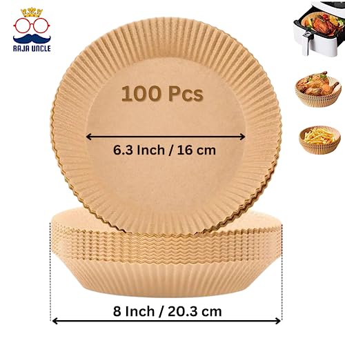RAJA UNCLE Air Fryer Liners, Paper Liners, 100PCS of 6.3 Inch Round Liners Disposable, Non-Stick - Image 2
