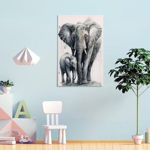 Poster éléphant maman et bébé 40x60 cm pour déco de chambre