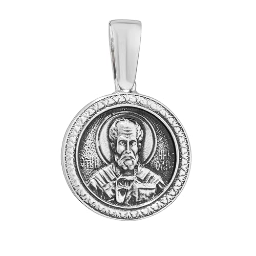 Pendentif icône Saint Nicolas argent ajouré pour tenue de tous les jours
