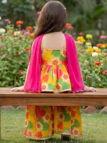 Image of Ethnic kurta for girls | Kids Salwar Suit Set | Girl's Printed top Sharara Dress Set for kids girls