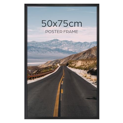 Giftgarden Schwarz Bilderrahmen 50x75 cm - Aluminium Rahmen für Fotos Zertifikate und Poster - Großer Fotorahmen für Wohnzimmer Schlafzimmer Arbeitszimmer