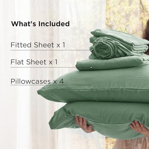 Image of Bedsure Deep Pocket King Sheet Set, 6 Piece, Prewashed Ultra-Soft, 18-inch | Extra Deep Pocket, Breathable, Secure Fit, Hotel Luxury Bedding, Dual Side Pockets, Fade Resistant, For Air Mattress