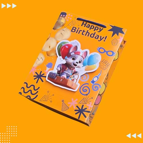 Image of TASCHE 3D Balloon buddy pop up Gift Bags for Return Gifts | Pop-Out Paper Bags for Kids Birthday, Baby Shower, Party Favors | 11x8x3 Inches (BEAR POP, Pack Of 8)