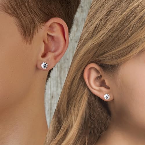BREN Moissanite Earrings for Women and Men - 925 Sterling Silver Hypoallergenic Imitation Diamond Stud Earrings2