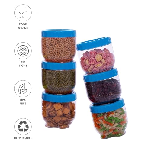 Image of 250ml Transparent Plastic Container & Jar Set for Kitchen Storage Dabba Set for Dry Fruits, Spices, Herbs & Dry Masala |Small Storage Boxes for Hotels, Restaurants, & Cloud Kitchens Set of 6