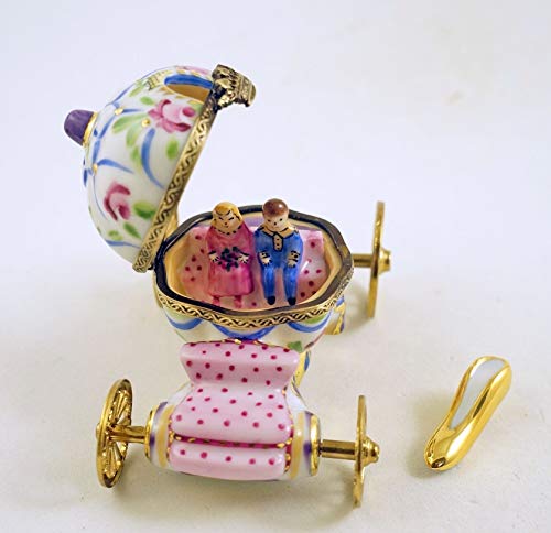 French Porcelain Hand Painted Limoges Box Cinderella 'S Carriage Coach With Cinderella Prince And Slipper #TOP3