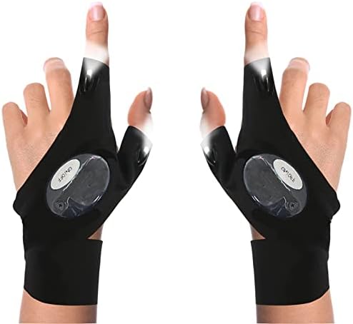 TOPROAD LED Flashlight Gloves, Cool Tool Gadgets Fishing Stuff for Dad Husband Boyfriend Christmas Mens Gift Idea, Hands-Free Lights Fingerless Gloves for Car Repairing, Night Fishing, Camping