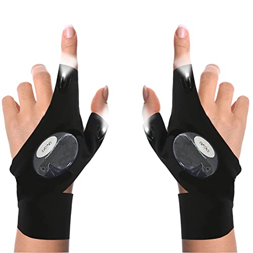Toproad Led Flashlight Gloves, Cool Tool Gadgets Fishing Stuff For Dad Husband Boyfriend Christmas Mens Gift Idea, Hands-Free Lights Fingerless Gloves For Car Repairing, Night Fishing, Camping #TOP3