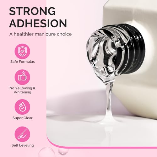Image of MelodySusie 3Free 5 in 1 Nail Glue Gel for False Nail Tips, NO Hema HPMA TPO, Super Sticky and Strong Adhesion, Rhinestone, Blooming Gel, Base Coat, UV Lamp Curing Needed,2 Pcs 15ml
