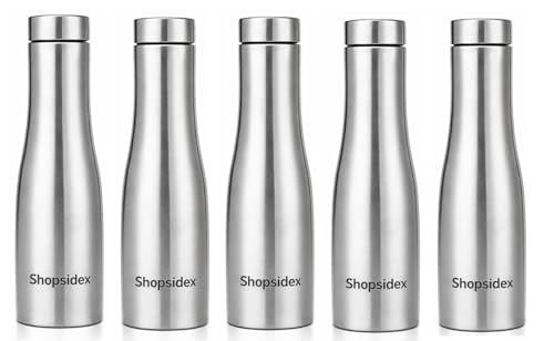 Image of Water Bottle Quality Hi-Rise Stainless Steel Single Wall 1000ML, Fridge Water Bottle |BPA Free | single wall Leak-Proof, Best for School /Office /Home /College /running (pack 5)