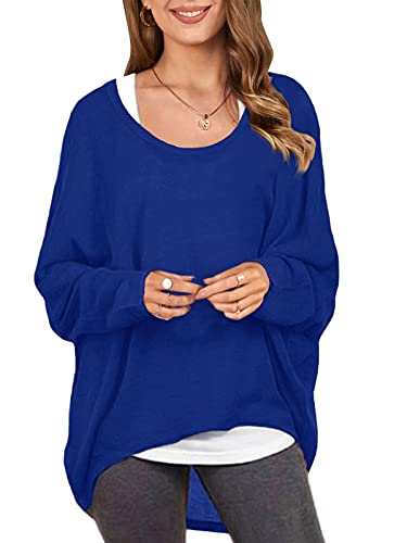 Image of ZANZEA Women's Off The Shoulder Batwing Tops Casual Loose Oversized Tshirts Long Sleeve Fall Pullover Sweater Tops