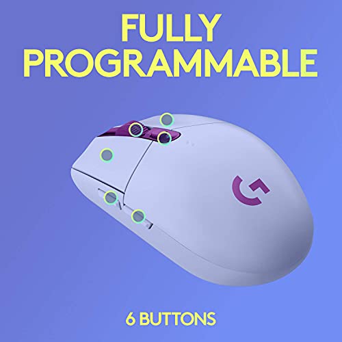 Image of Logitech G305 LIGHSTPEED Wireless Gaming Mouse, Hero 12K Sensor, 12,000 DPI, Lightweight, 6 Programmable Buttons, 250h Battery Life, On-Board Memory, PC /Mac - Lilac (Renewed)