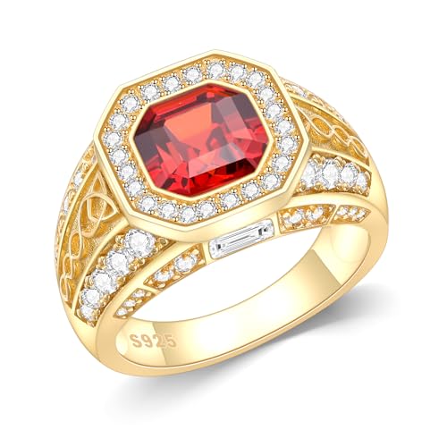 Red Ruby Celtic Knot Ring for Men 14K Gold Plated in Sterling Silver Red Ruby Wedding Band Ring Customizable Solid Gold Sizes 4-18
