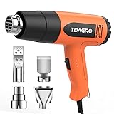Heat Gun, TDAGRO 1600W Dual Temperature Settings with 4 Nozzles 572℉& 1112℉, Cordless Heat Gun Fast Heating & Overload Protection for Shrink PVC Tubing/Wrapping/Crafts, Epoxy Resin, Paint Remover