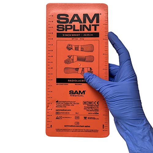SAM Medical SAM Splint Small Flat Fold 9 x 4.25 - Moldable Aluminum Foam Splint for Fractures Sprains & Strains Orange/Blue - 1 Count